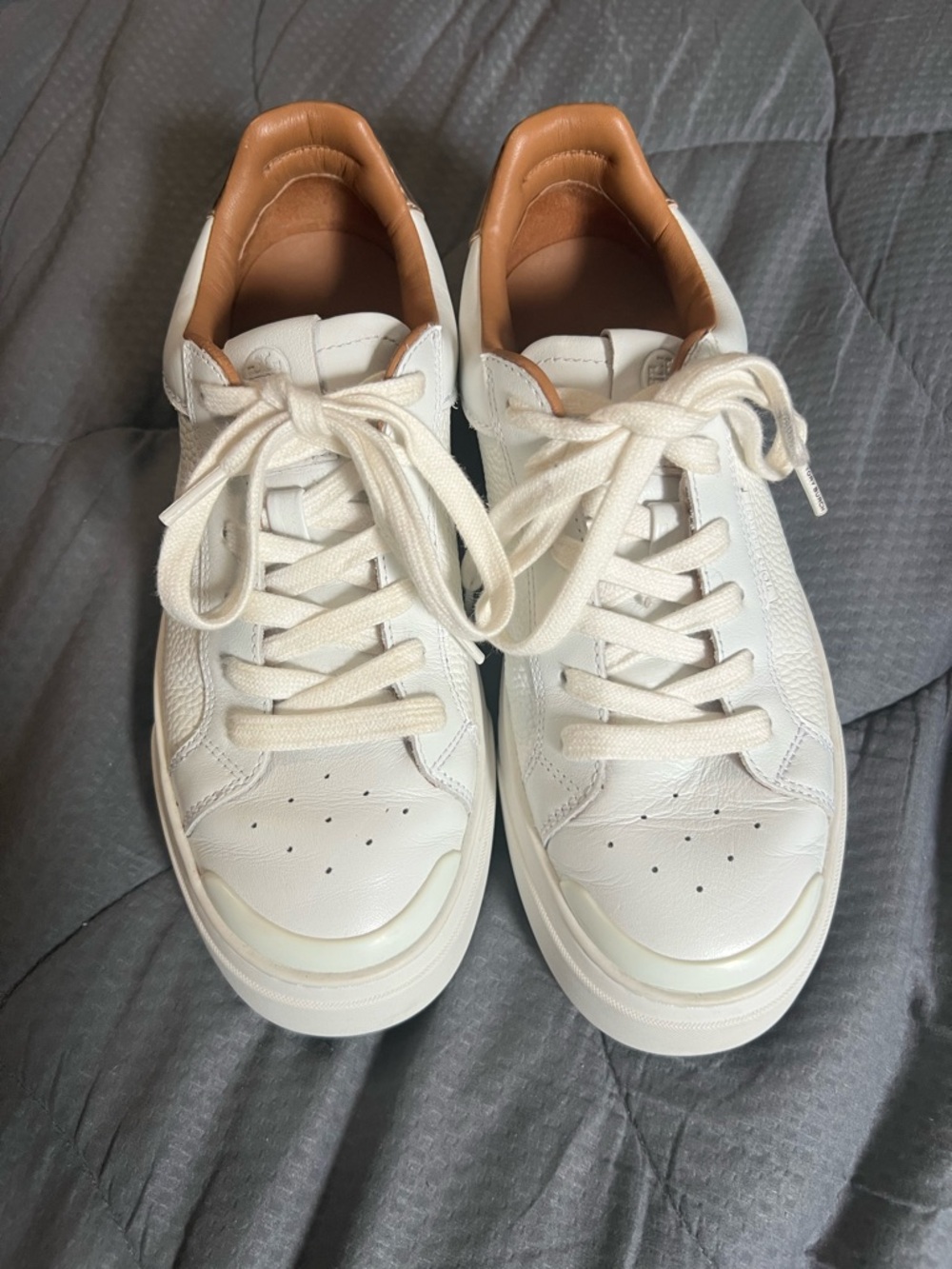 Tory Burch white and rose gold Ladybug sneakers